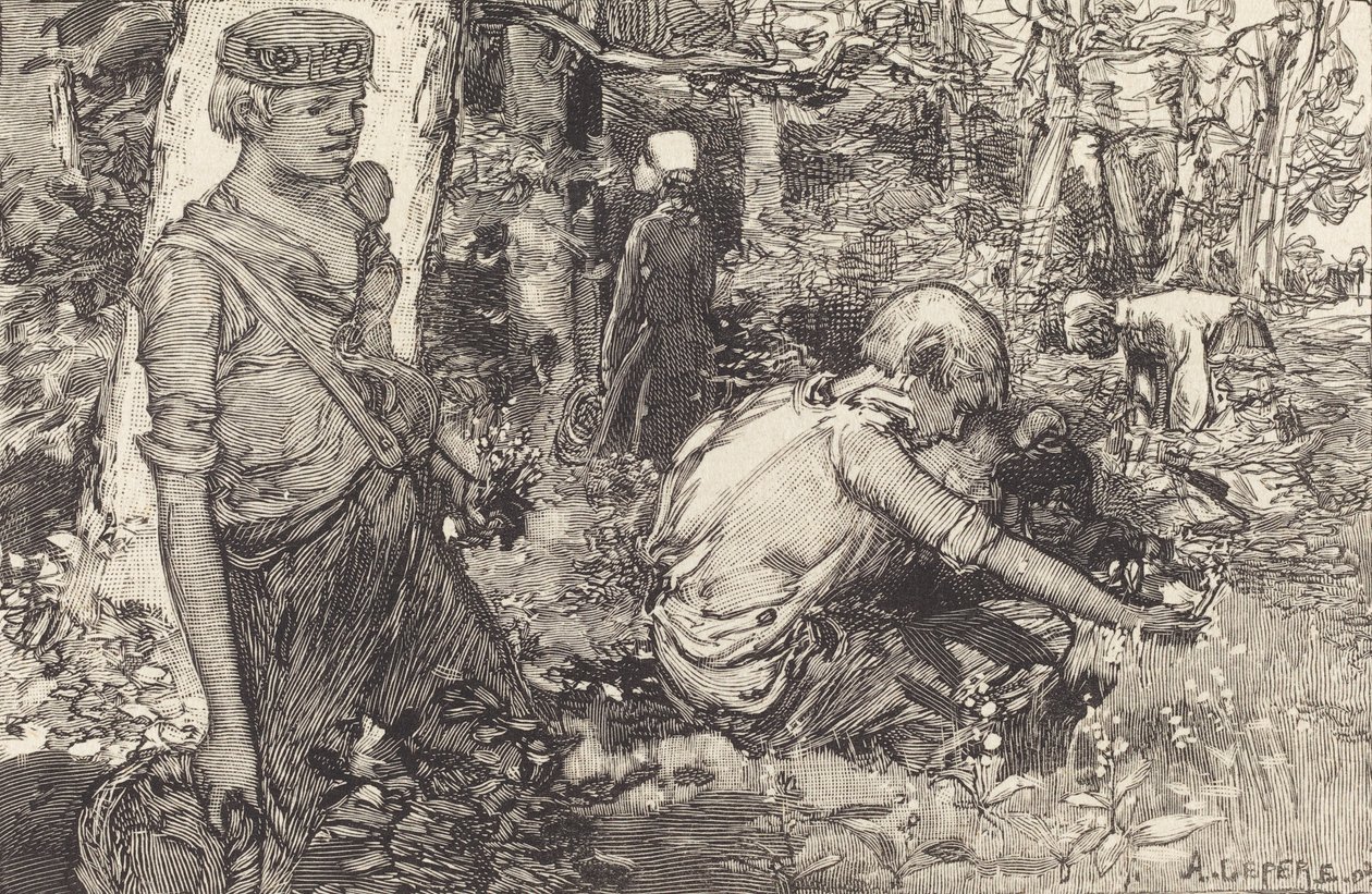 Maiglöckchen sammeln La cueillette du muguet, 1908 von Auguste Lepere