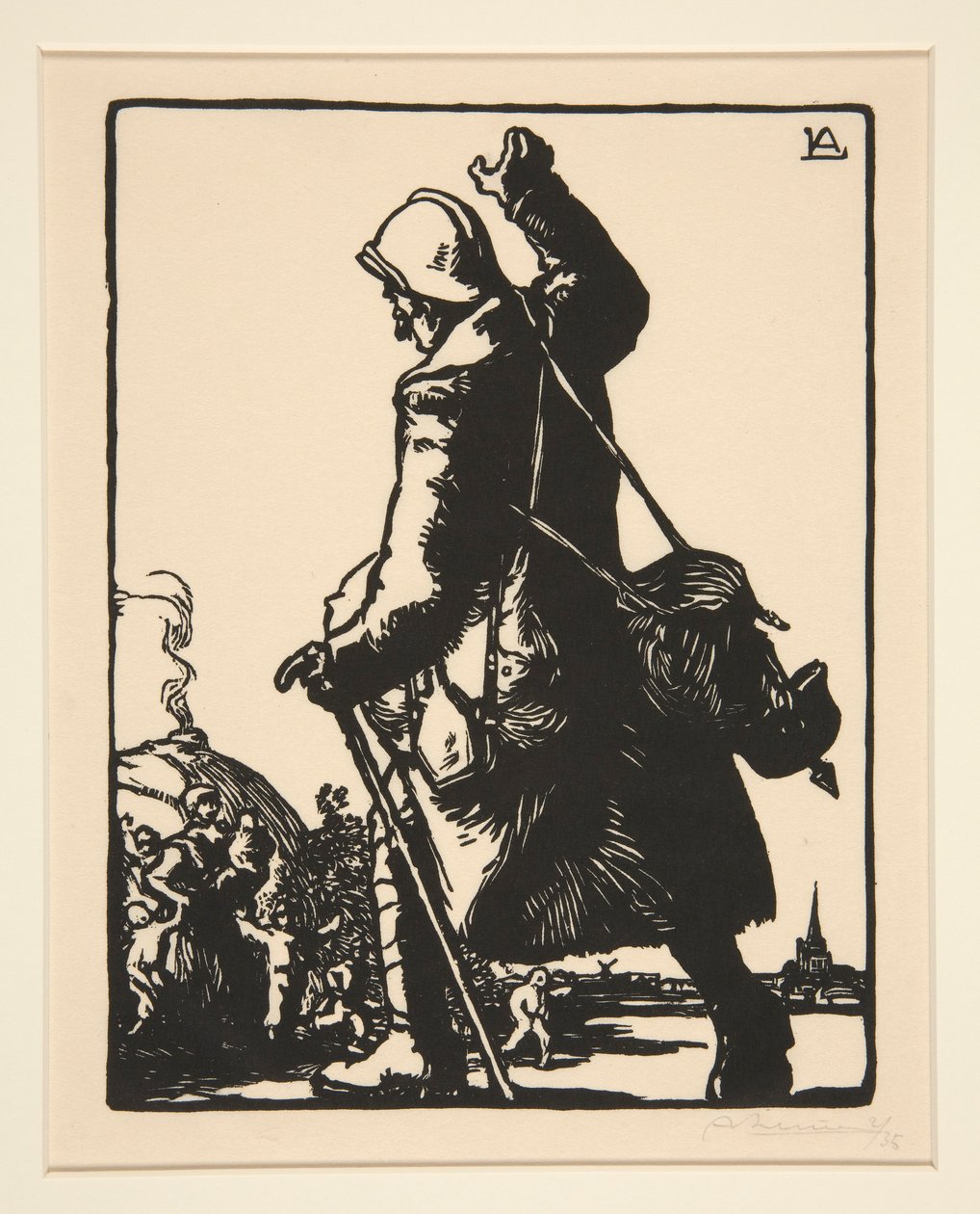 Le permissionnaire (Soldat auf Urlaub), aus La Guerre de 1914, erste Serie, Nr. 16 von Auguste Lepere