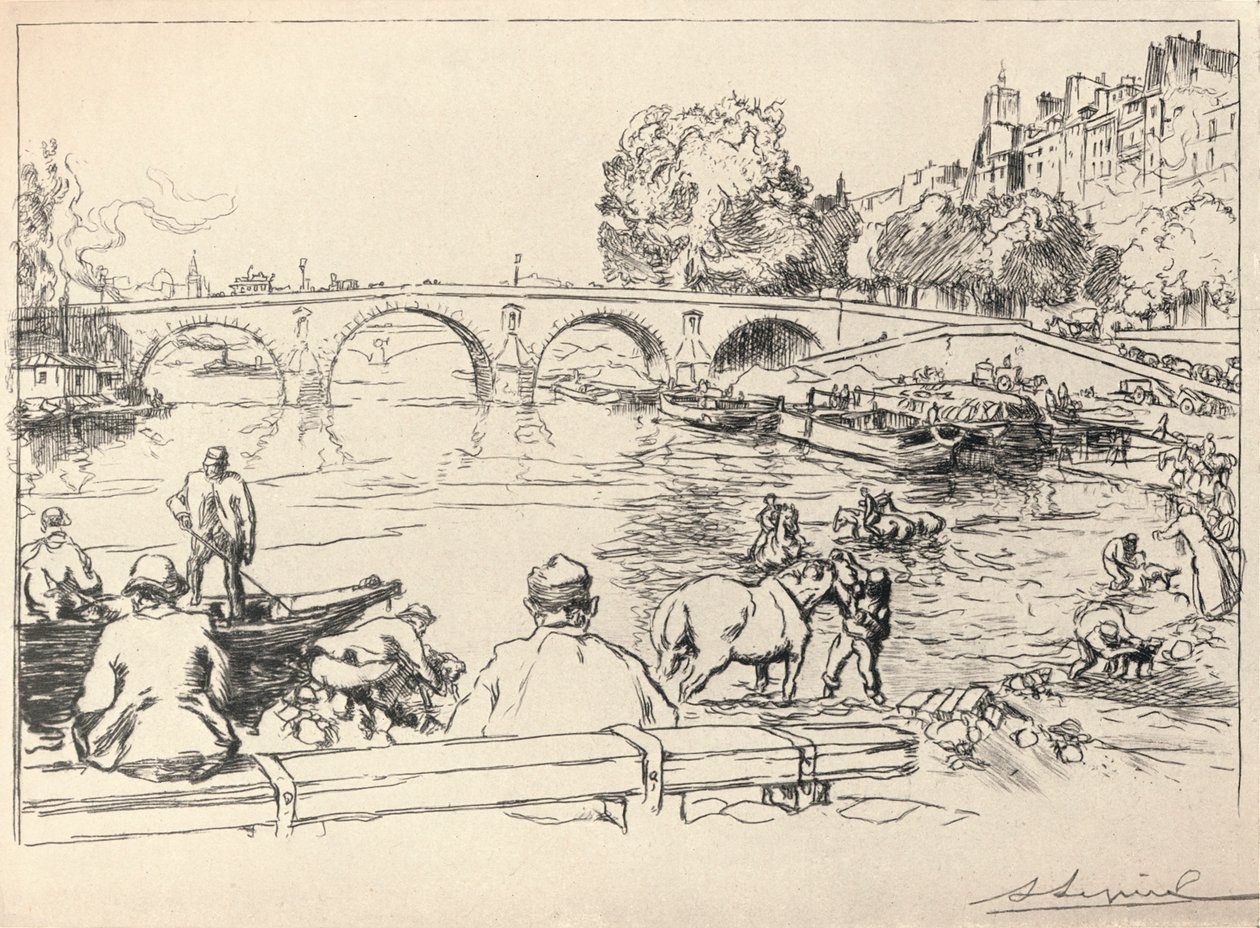Der Wasserplatz am Pont Marie, 1915 von Auguste Louis Lepère