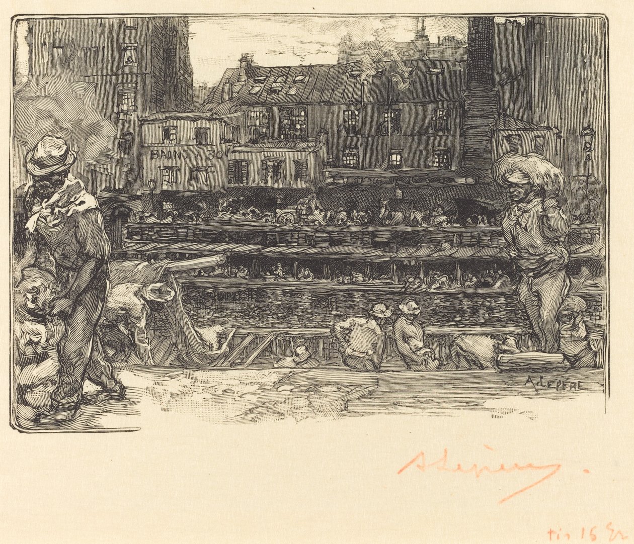 Entladen, Canal Saint-Martin von Auguste Lepere