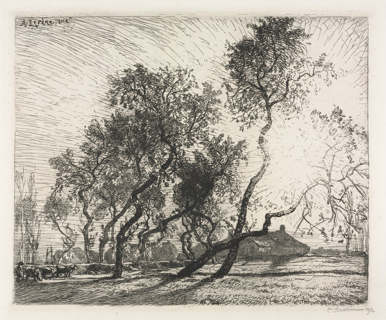 Bauernhof mit Pappeln in Holland von Auguste Louis Lepère