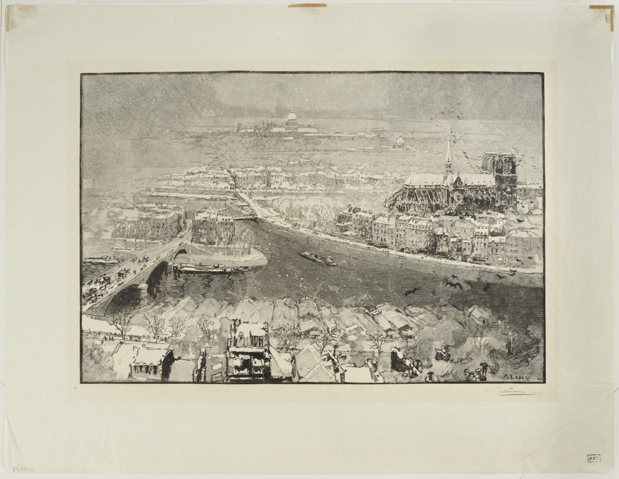 Paris unter dem Schnee, gesehen vom Gipfel von St. Gervais von Auguste Louis Lepère