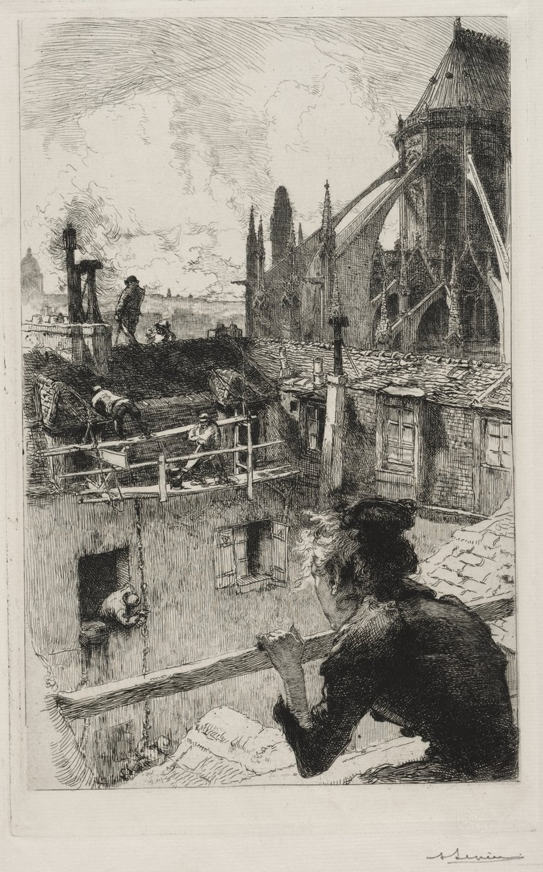 Auf den Dächern bei Notre Dame von Auguste Louis Lepère