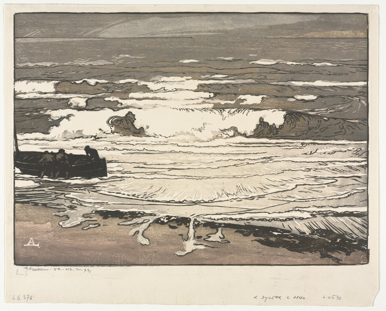 Die brechenden Wellen, Flut von September 1901 von Auguste Louis Lepère