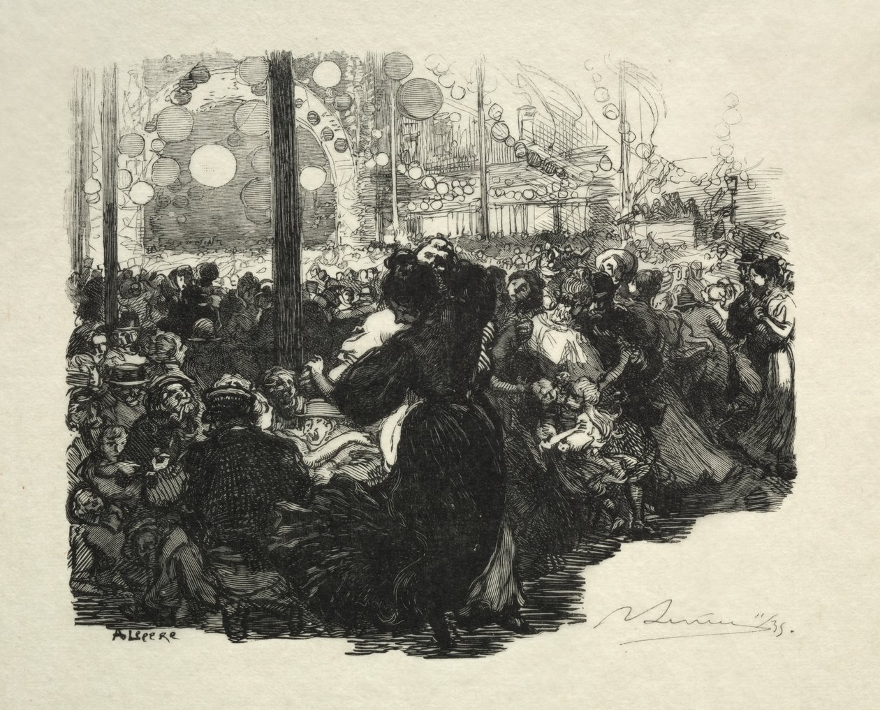 14. Juli, Rue de Belleville, 10 Uhr von Auguste Louis Lepère