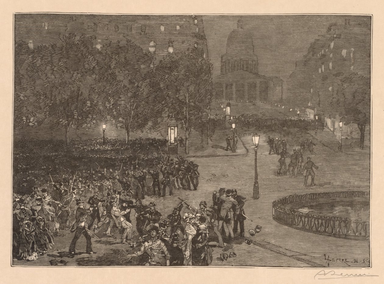 Bois du Monde: Die Unruhen im Quartier Latin von Auguste Louis Lepère