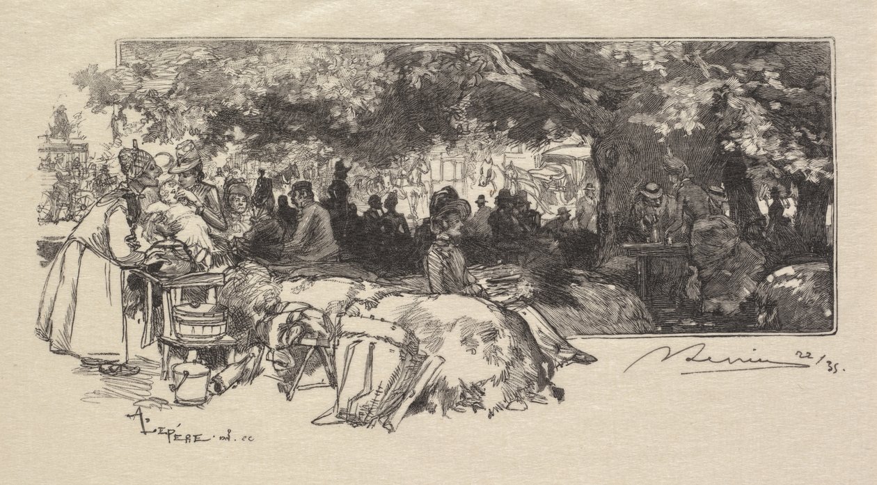 Wald von Fontainebleau: Mutter Pichards Kantine, 1890 von Auguste Louis Lepère