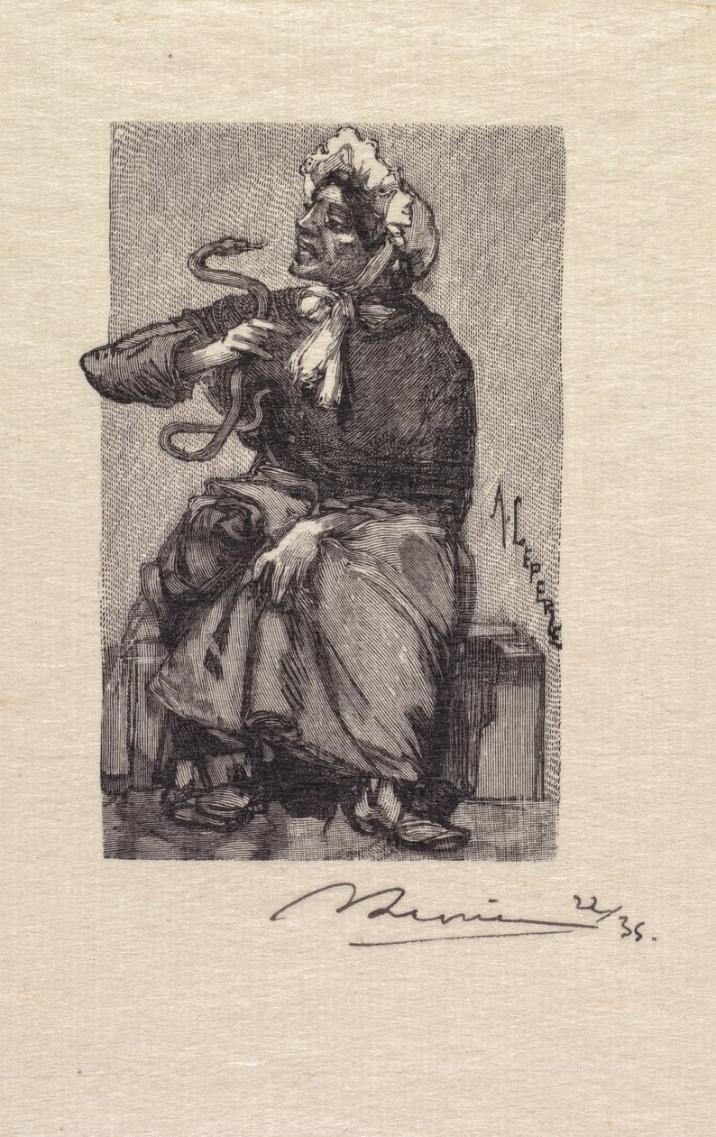 Wald von Fontainebleau: Schlangenverkäuferin, 1890 von Auguste Louis Lepère