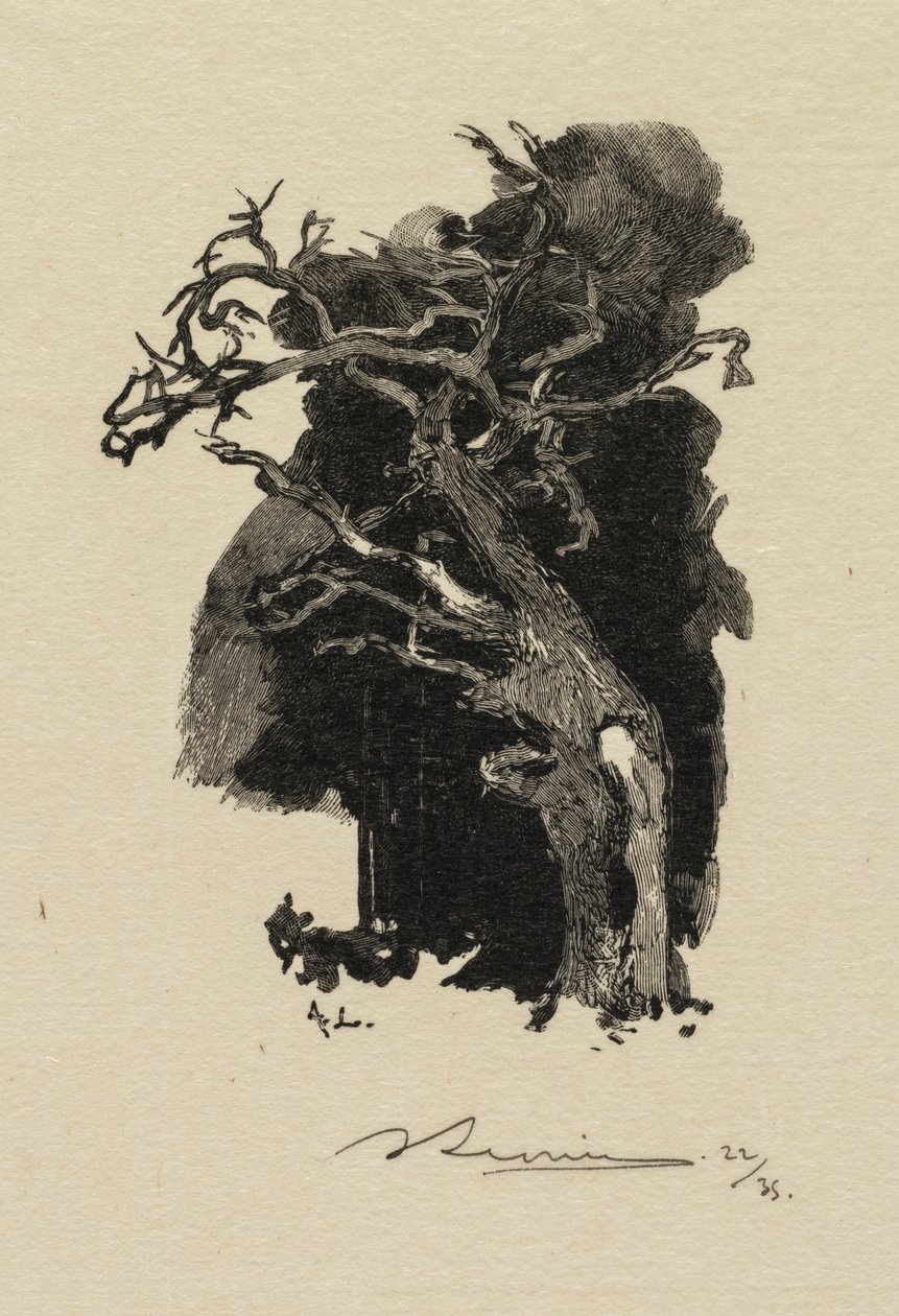 Fontainebleau-Wald: Der Wütende (La Forêt de Fontainebleau: Le rageur) von Auguste Louis Lepère