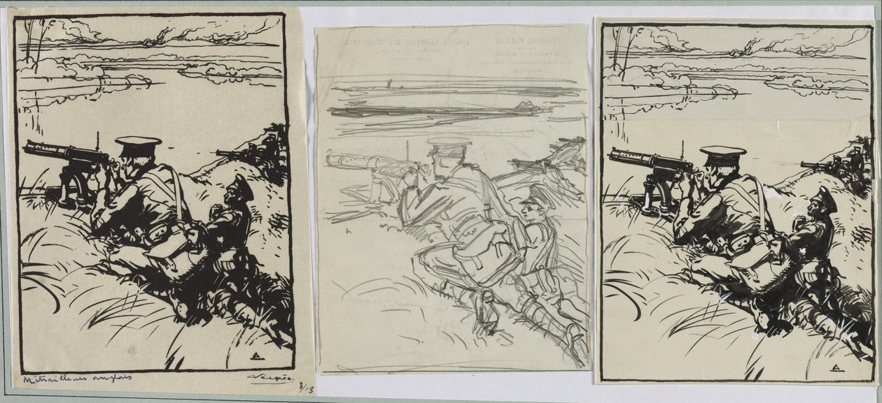 Englische Maschinengewehrschützen, 1914 von Auguste Louis Lepère