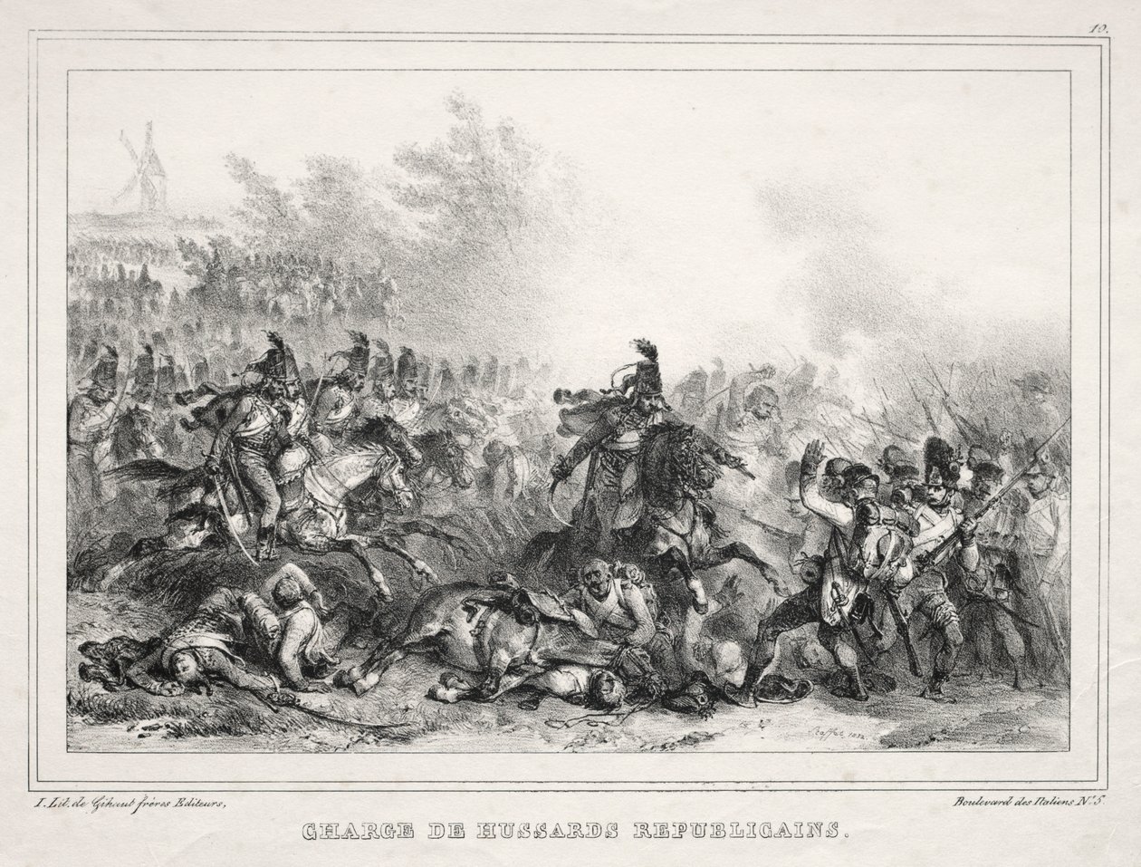 Album pour 1833: Charge de Hussards Républicains, 1832 von Auguste Raffet