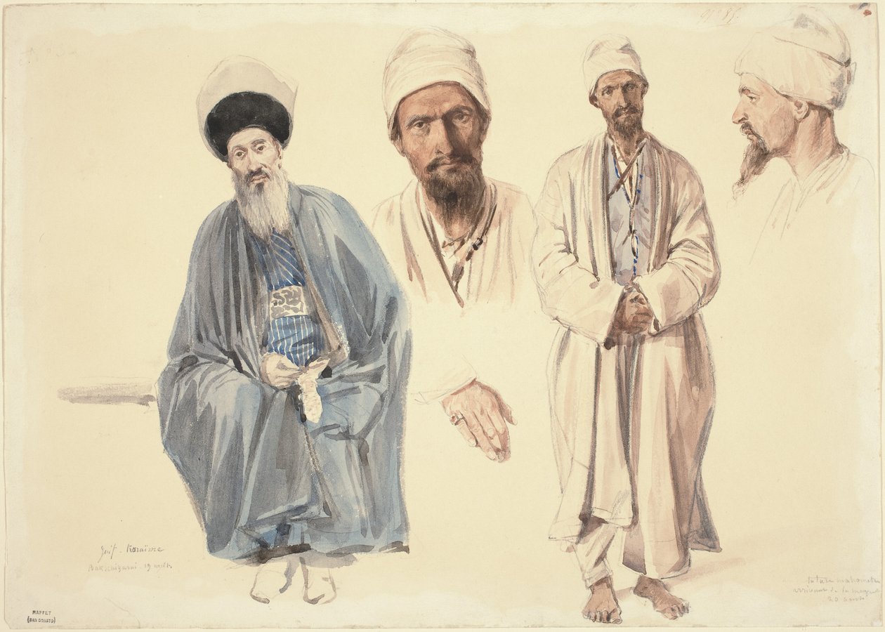 Ein älterer Jude und ein muslimischer Tatar auf der Krim von Auguste Raffet