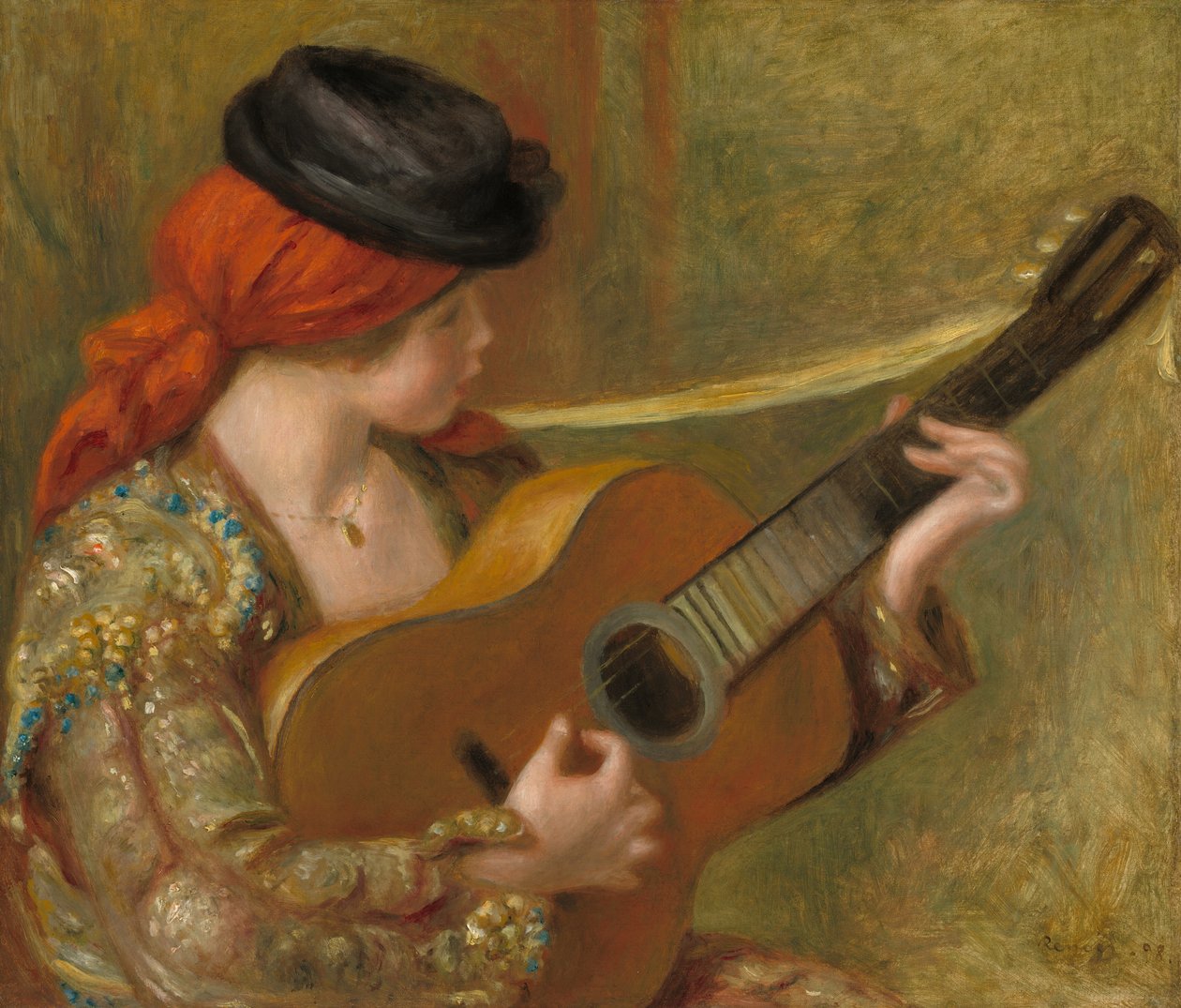 Junge spanische Frau mit Gitarre von Auguste Renoir
