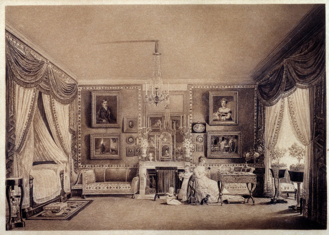 Schlafzimmer der Herzogin von Berry in den Tuilerien von Auguste Simon Garneray