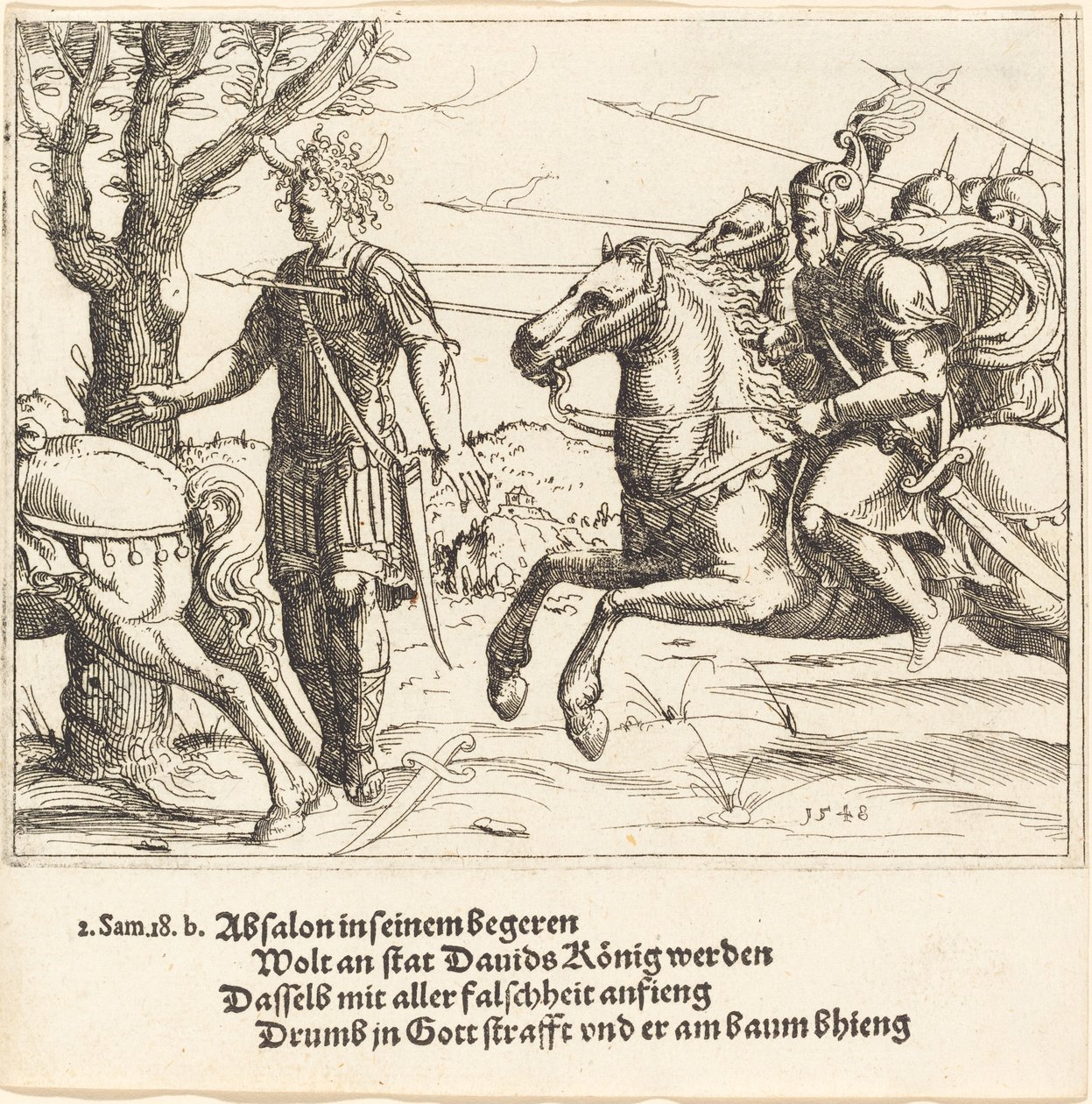 Absalom wird von Joab getötet, 1548 von Augustin Hirschvogel