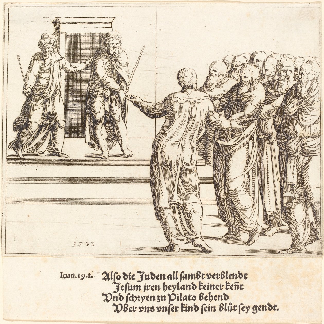 Ecce Homo, und die Juden verleugnen Christus, 1548 von Augustin Hirschvogel