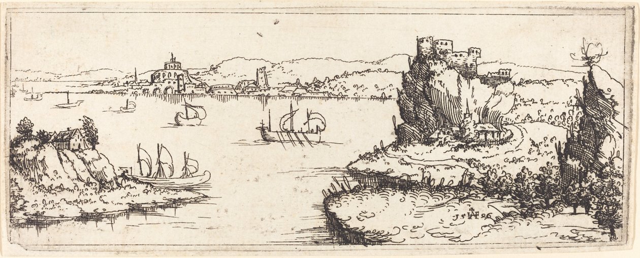 Landschaft mit Segelbooten, 1546 von Augustin Hirschvogel