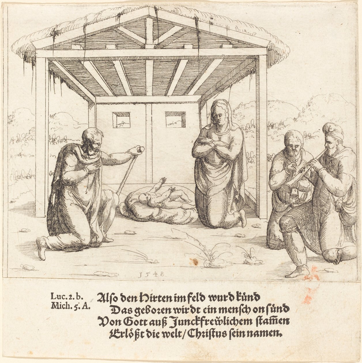 Die Anbetung der Hirten von Augustin Hirschvogel