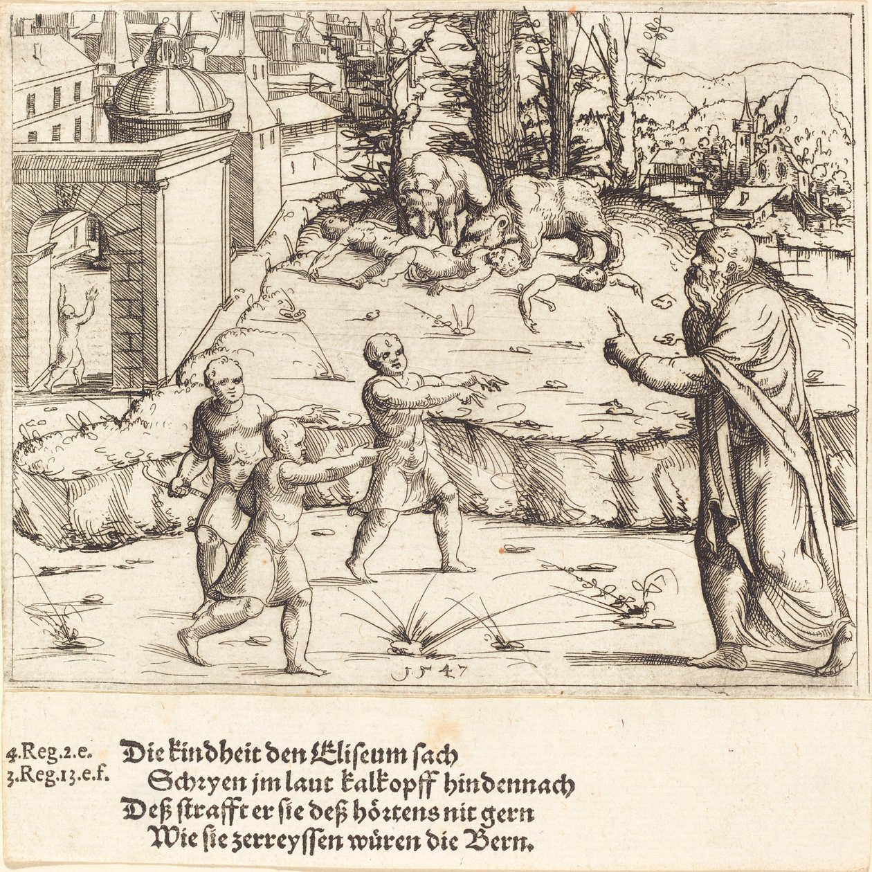Der Mord an den Kindern von Bethel, 1547 von Augustin Hirschvogel