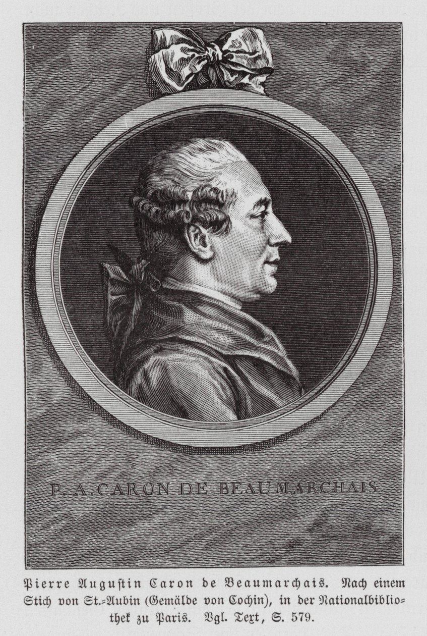 Pierre Beaumarchais, französischer Dramatiker von Augustin de (after) Saint-Aubin