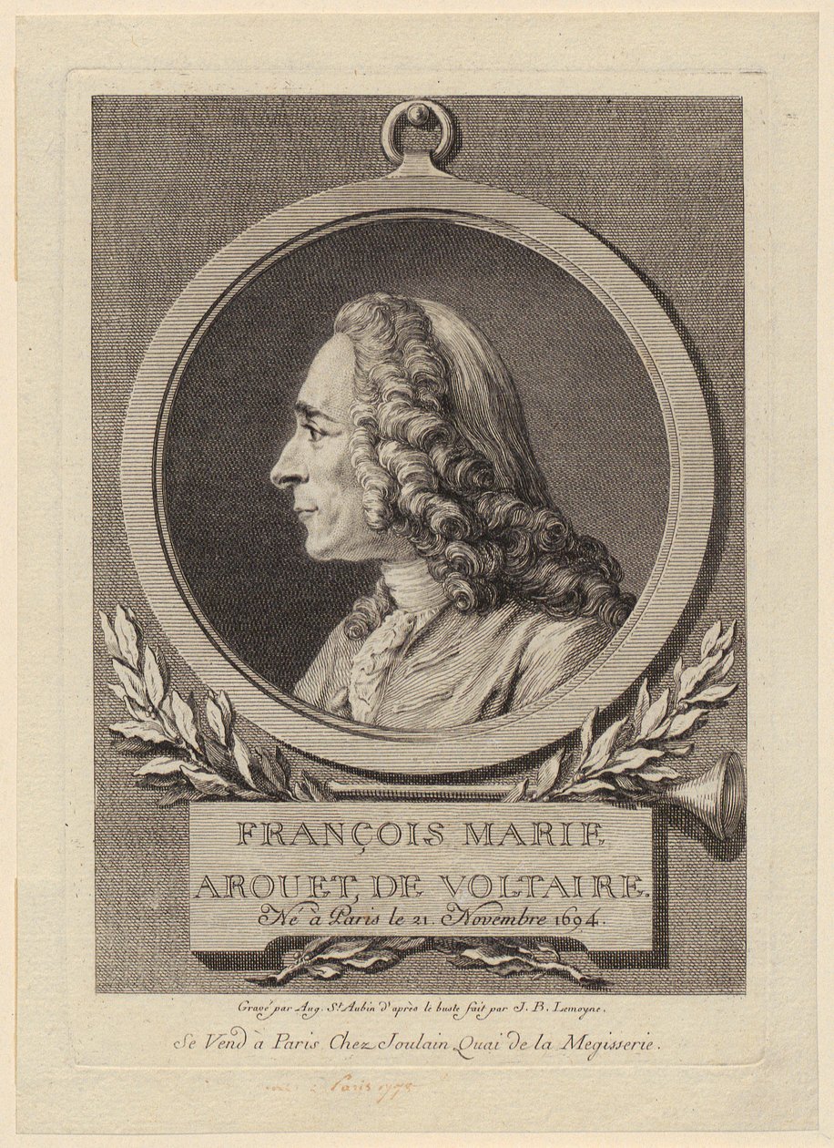 Porträt von François Marie Arouet de Voltaire von Augustin de Saint-Aubin