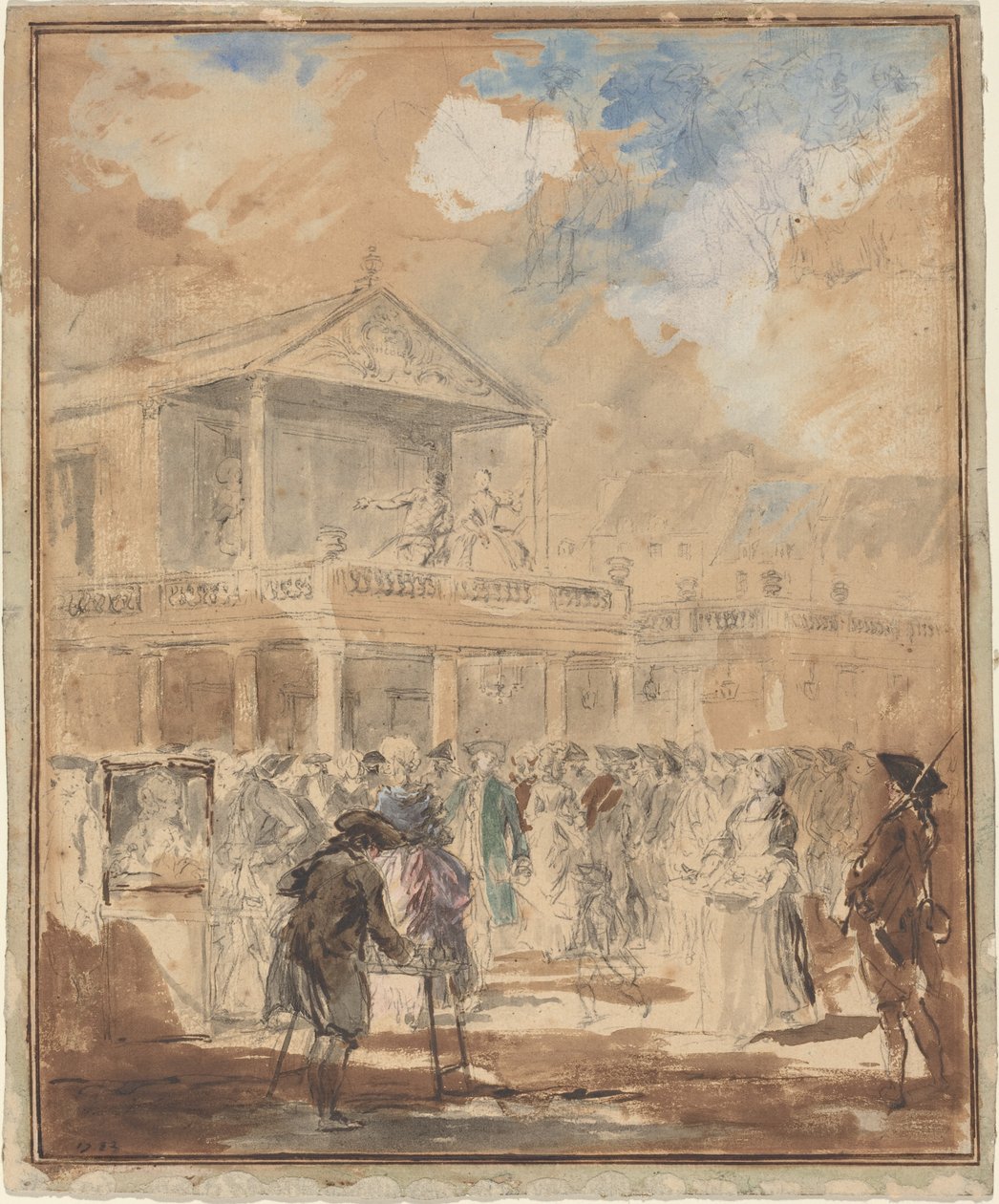 Parade (Eine Theatralische Prozession in Paris) von Augustin de Saint Aubin