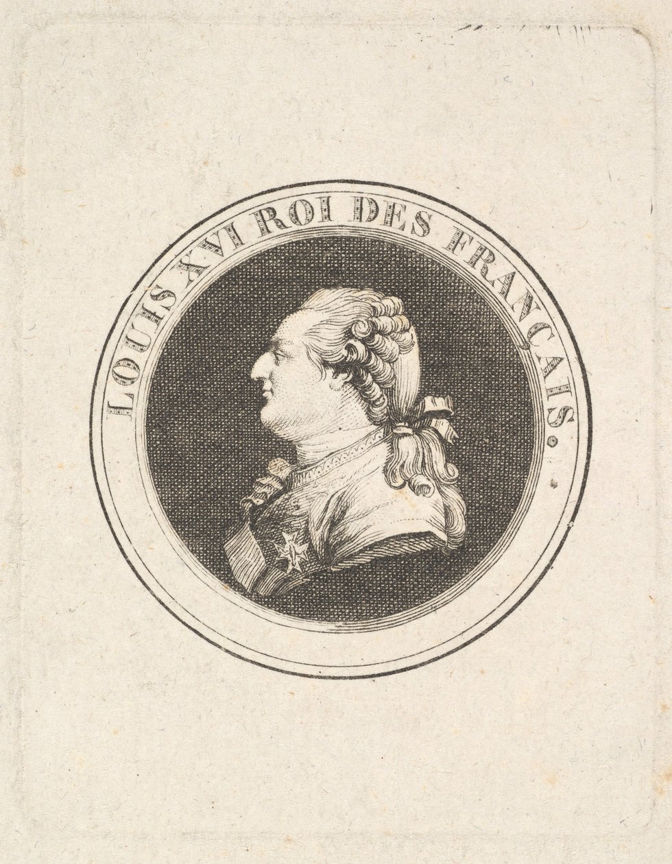 Druck einer Porträtmedaille von Ludwig XVI, möglicherweise 1789-90 von Augustin de Saint Aubin