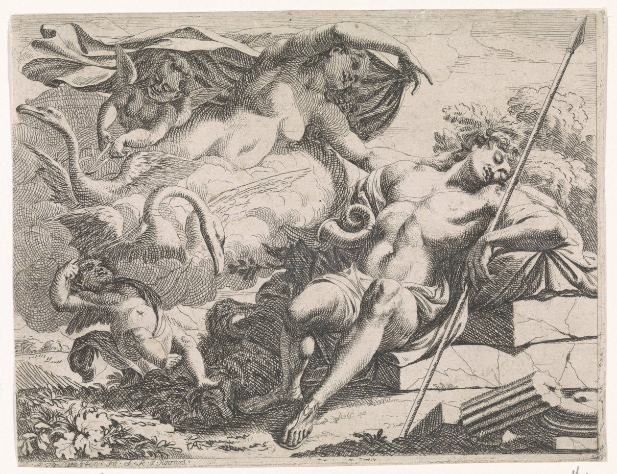 Venus betrachtet den schlafenden Adonis von Augustinus Terwesten (I)