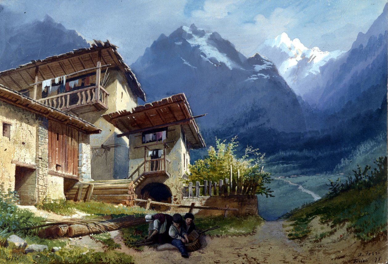 Bühnenbild für die Oper "Linda di Chamounix" von Gaetano Donizetti, Turin, 1875 von Augusto Ferri
