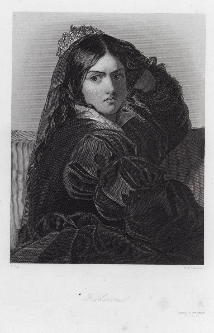 Katherine, eine Figur in Der Widerspenstigen Zähmung (Gravur) von Augustus (after) Egg