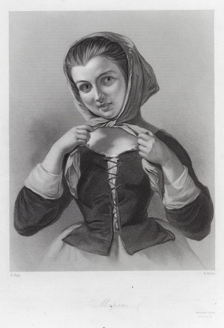 Mopsa, eine Figur aus Das Wintermärchen (Gravur) von Augustus (after) Egg
