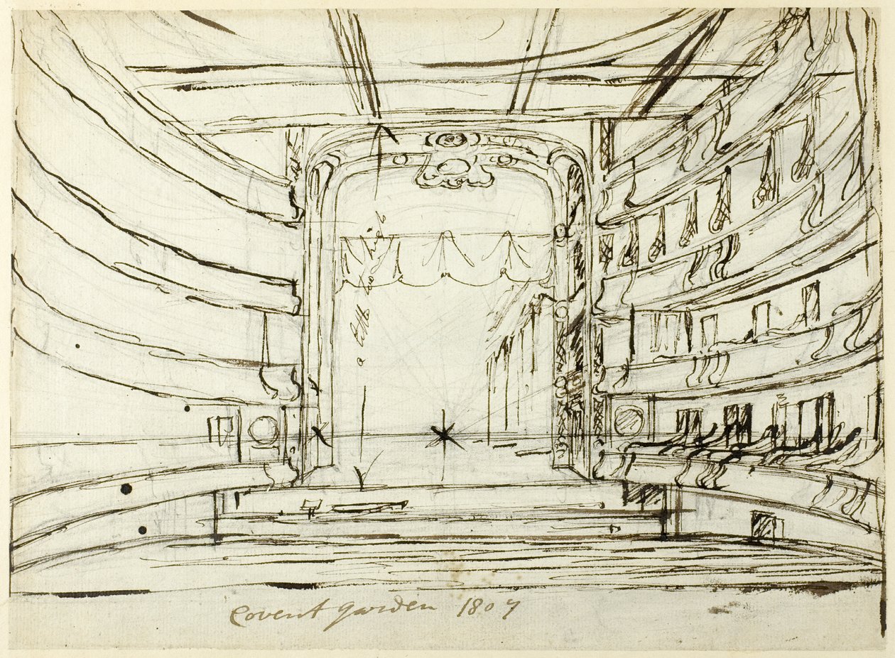Studie für das Covent Garden Theatre, aus Microcosm of London von Augustus Charles Pugin