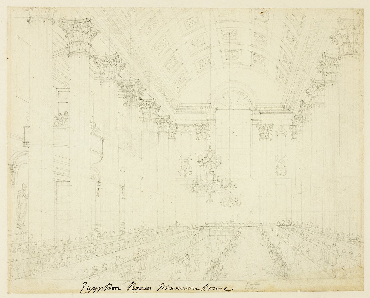 Studie für die Egyptian Hall Mansion House, aus Microcosm of London von Augustus Charles Pugin
