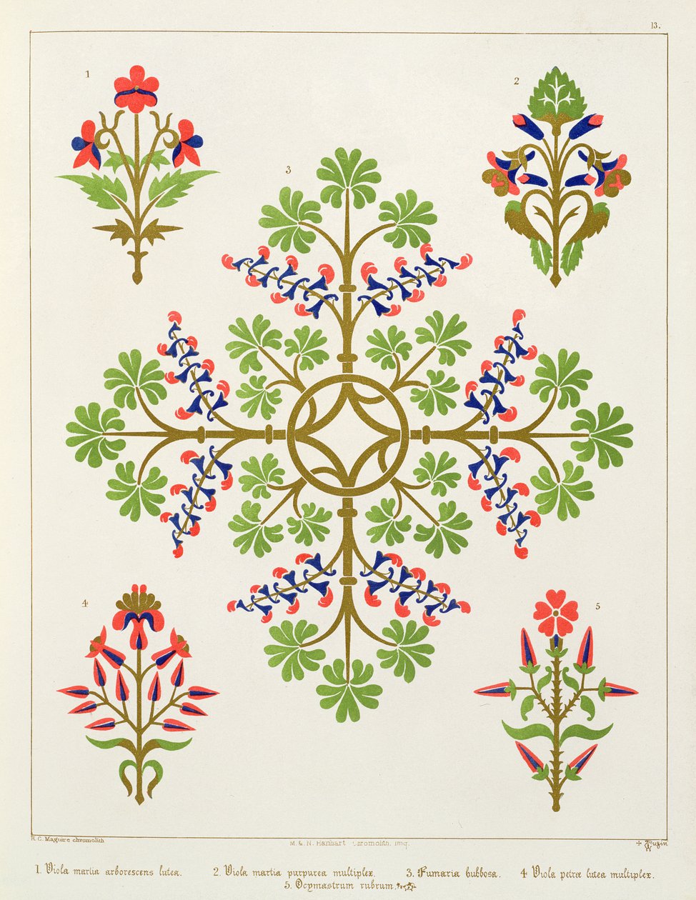 Rosenmotiv Tapetendesign, gedruckt von M. und N. Hanhart von Augustus Welby Northmore Pugin