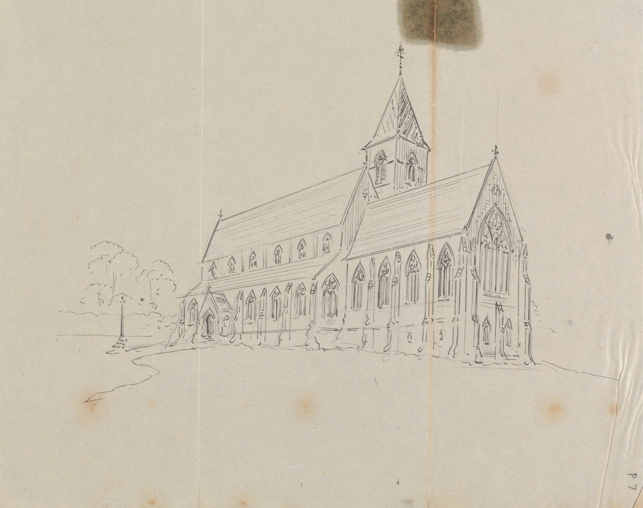 Skizze einer gotischen Kirche von Augustus Welby Northmore Pugin