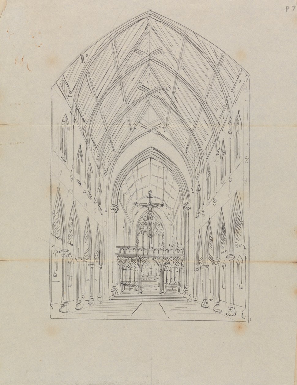 Skizze des Inneren einer gotischen Kirche von Augustus Welby Northmore Pugin