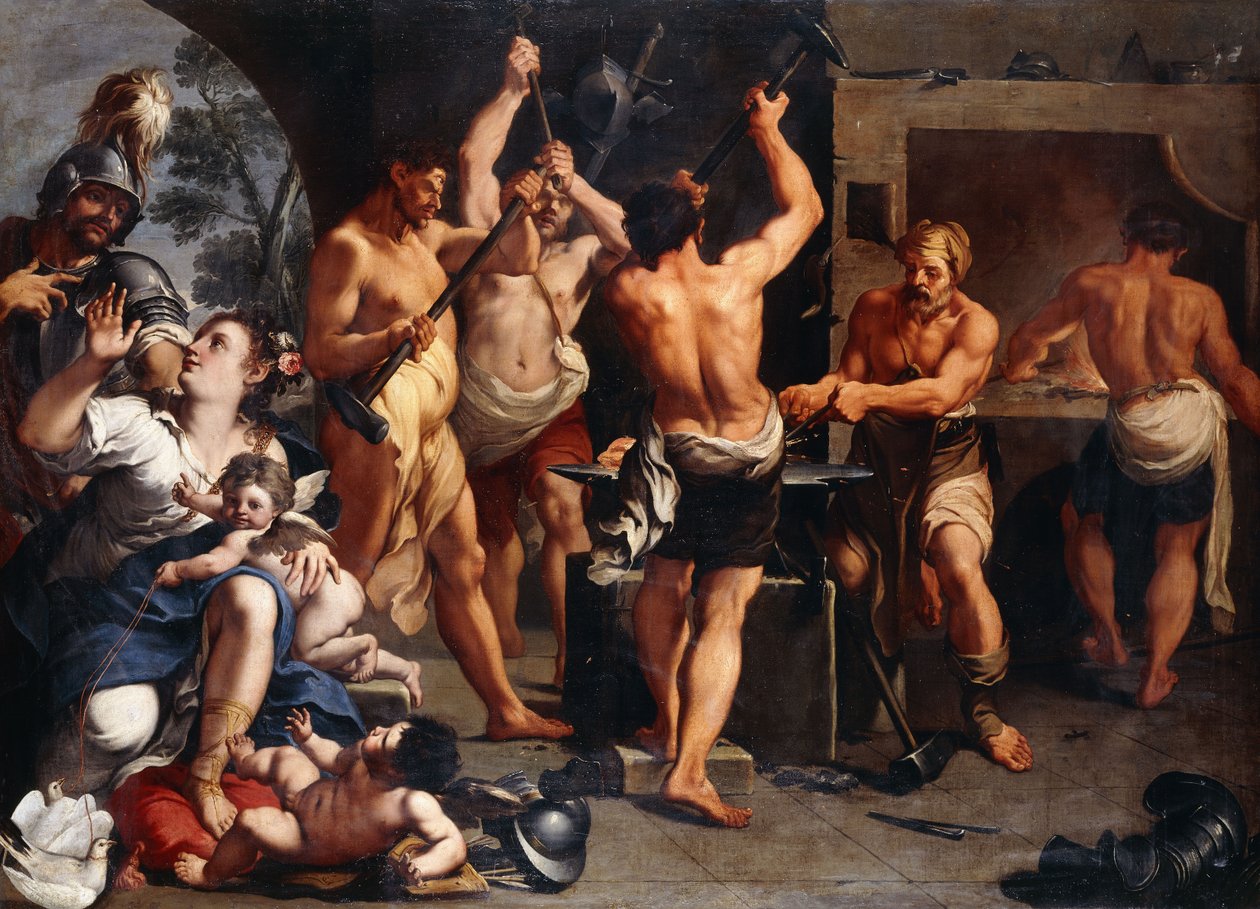 Mars und Venus in der Schmiede des Vulkan von Aureliano Milani