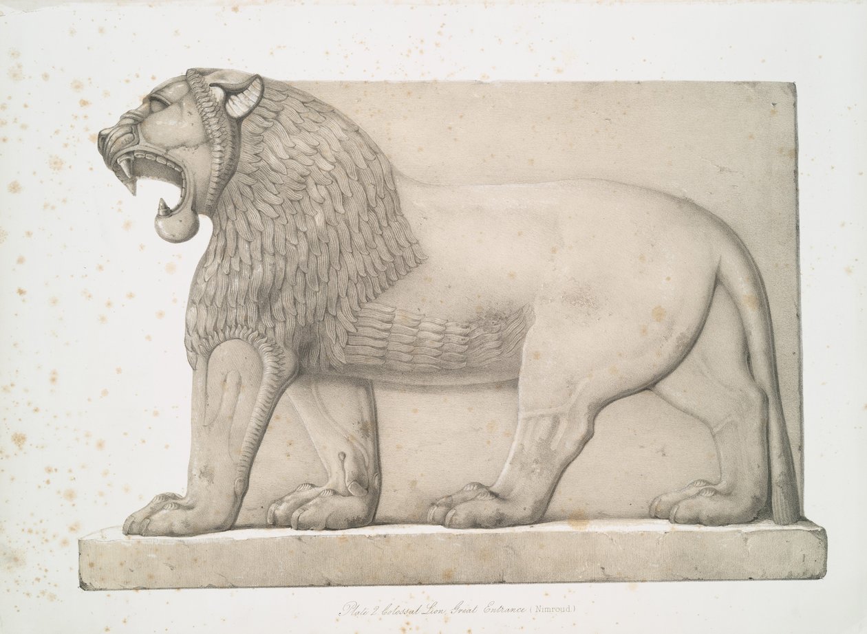 Kolossaler Löwe vom Großen Eingang in Nimrud [Kalhu], 1853 von Austen Henry Layard