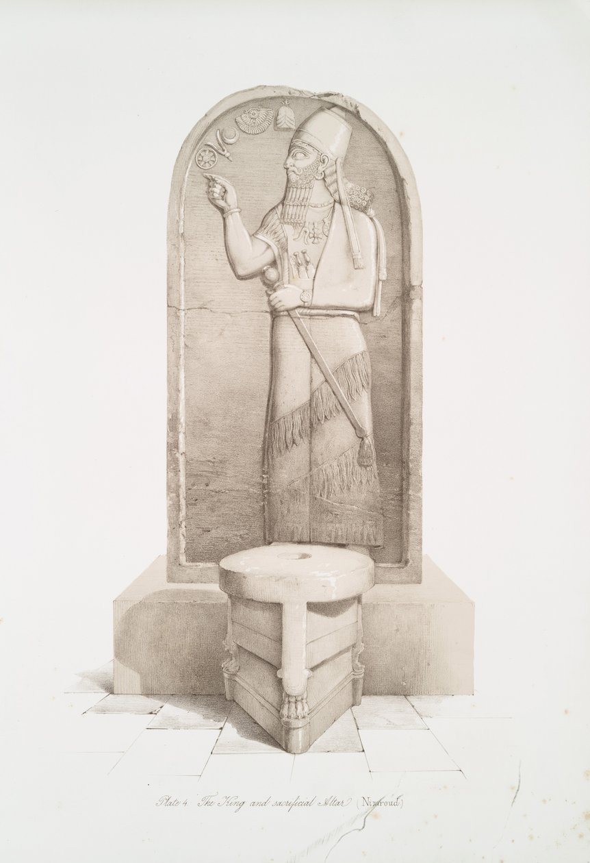 Der König und der Opferaltar in Nimrud [Kalhu] von Austen Henry Layard