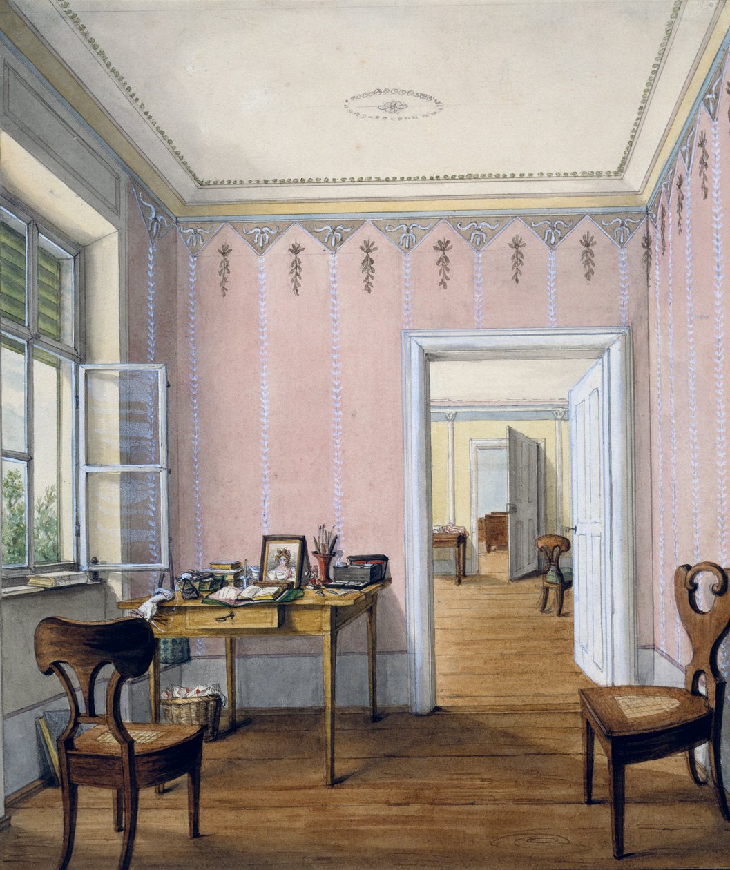 Biedermeier Innenraum, um 1840 von Austrian School