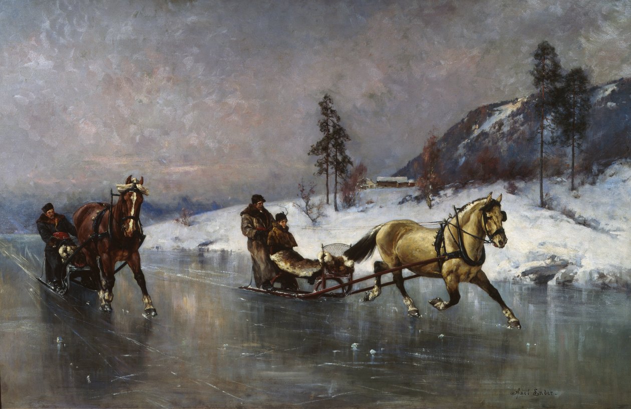 Schlittenfahrt auf dem Eis von Axel Hjalmar Ender