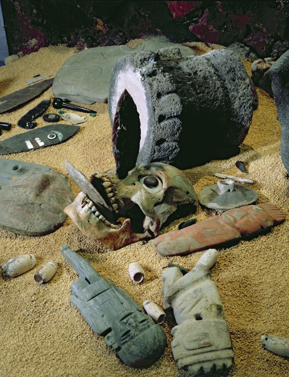 Aztekische Ritualobjekte aus der südöstlichen Ecke des Templo Mayor, datiert auf 1469-81 von Aztec
