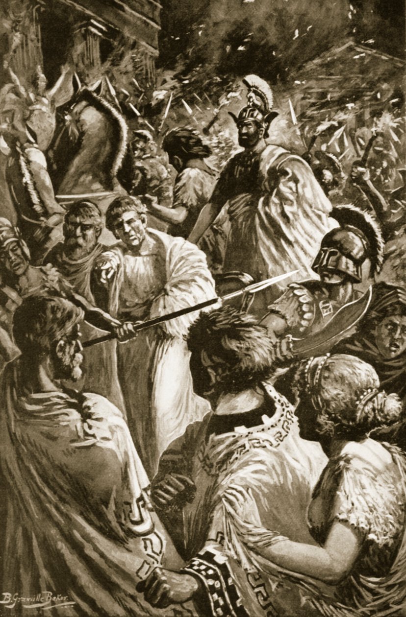 Die Plünderung von Olynthus, 348 v. Chr., Illustration aus 