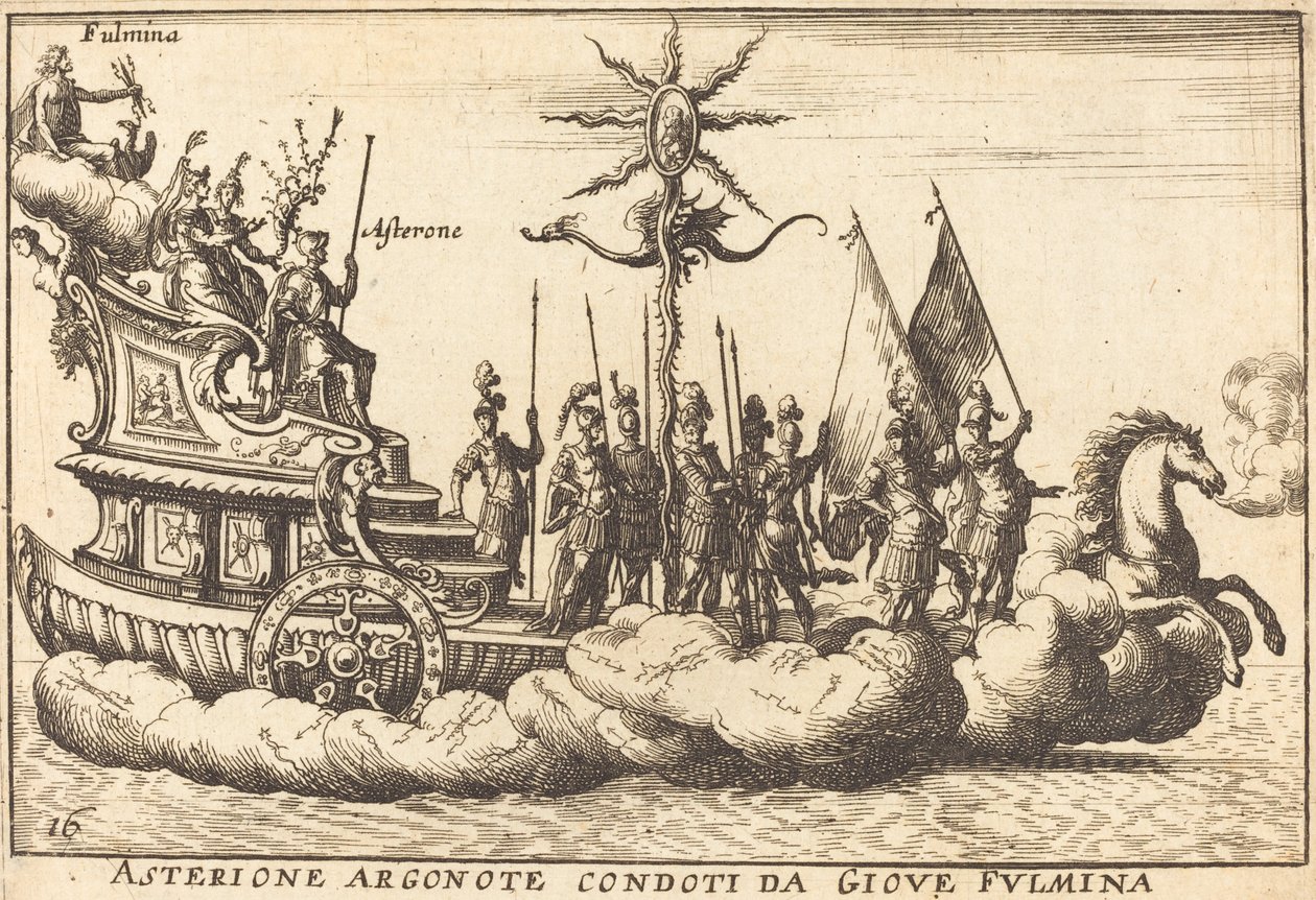 Asterione Argonote condoti da Giove Fulmina von Balthasar Moncornet after Remigio Cantagallina