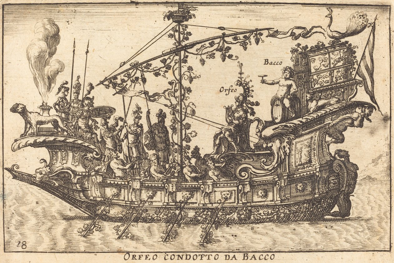 Orfeo geführt von Bacchus von Balthasar Moncornet after Remigio Cantagallina