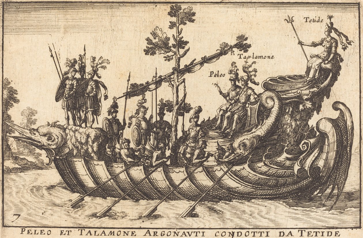 Peleus und Talamon, die Argonauten, geführt von Thetis von Balthasar Moncornet after Remigio Cantagallina