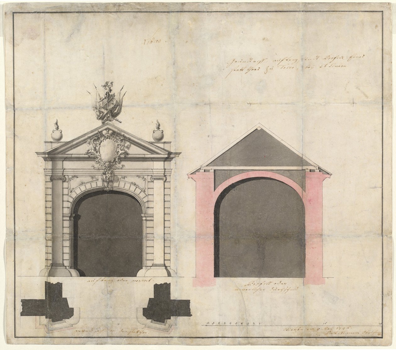 Entwurf für ein Stadttor in Trier von Balthasar Neumann