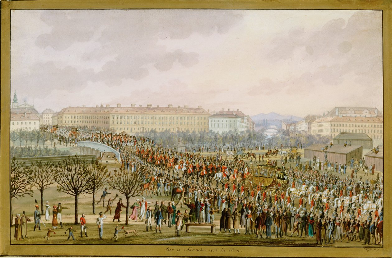 Kaiserin Karoline Augusta, vierte Frau von Kaiser Franz I., zieht am 10. November in Wien ein von Balthasar Wigand