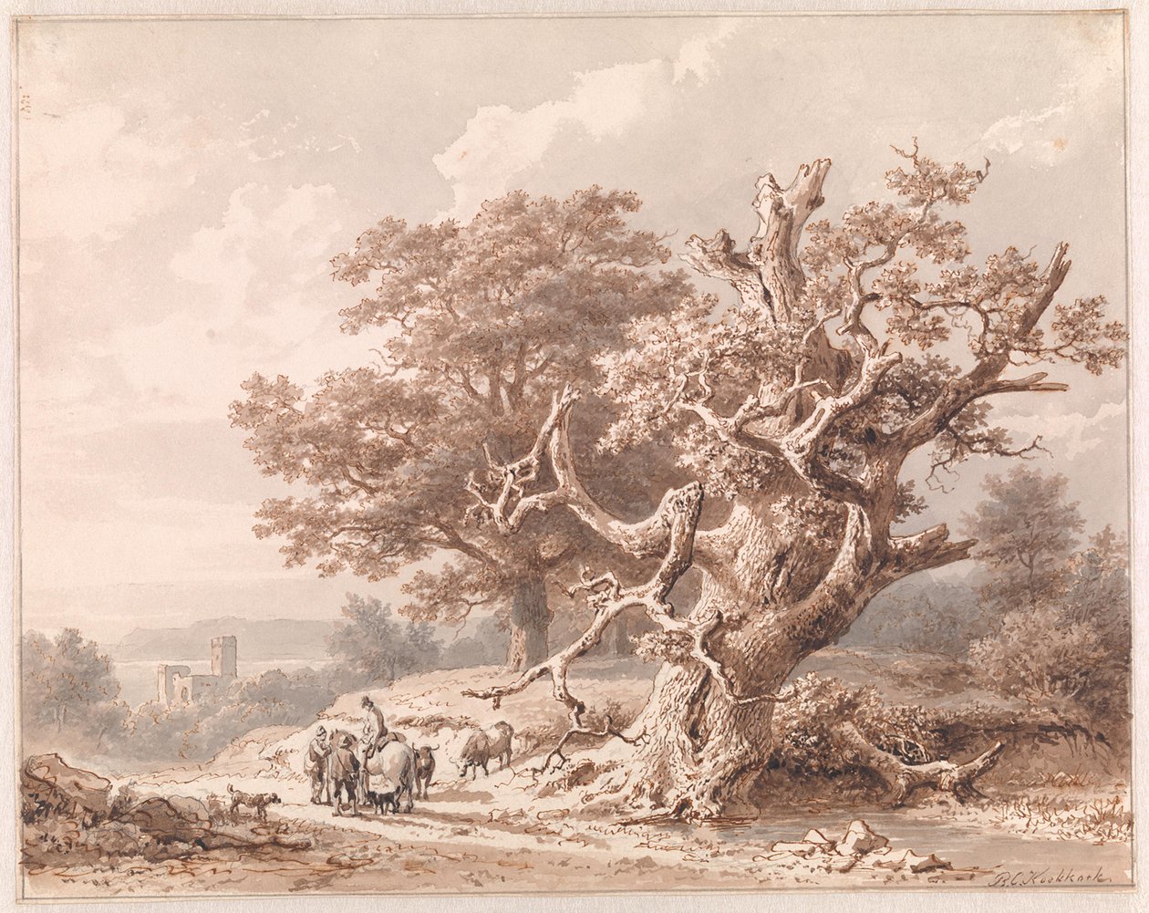 Eine alte Eiche am Wasser von Barend Cornelis Koekkoek