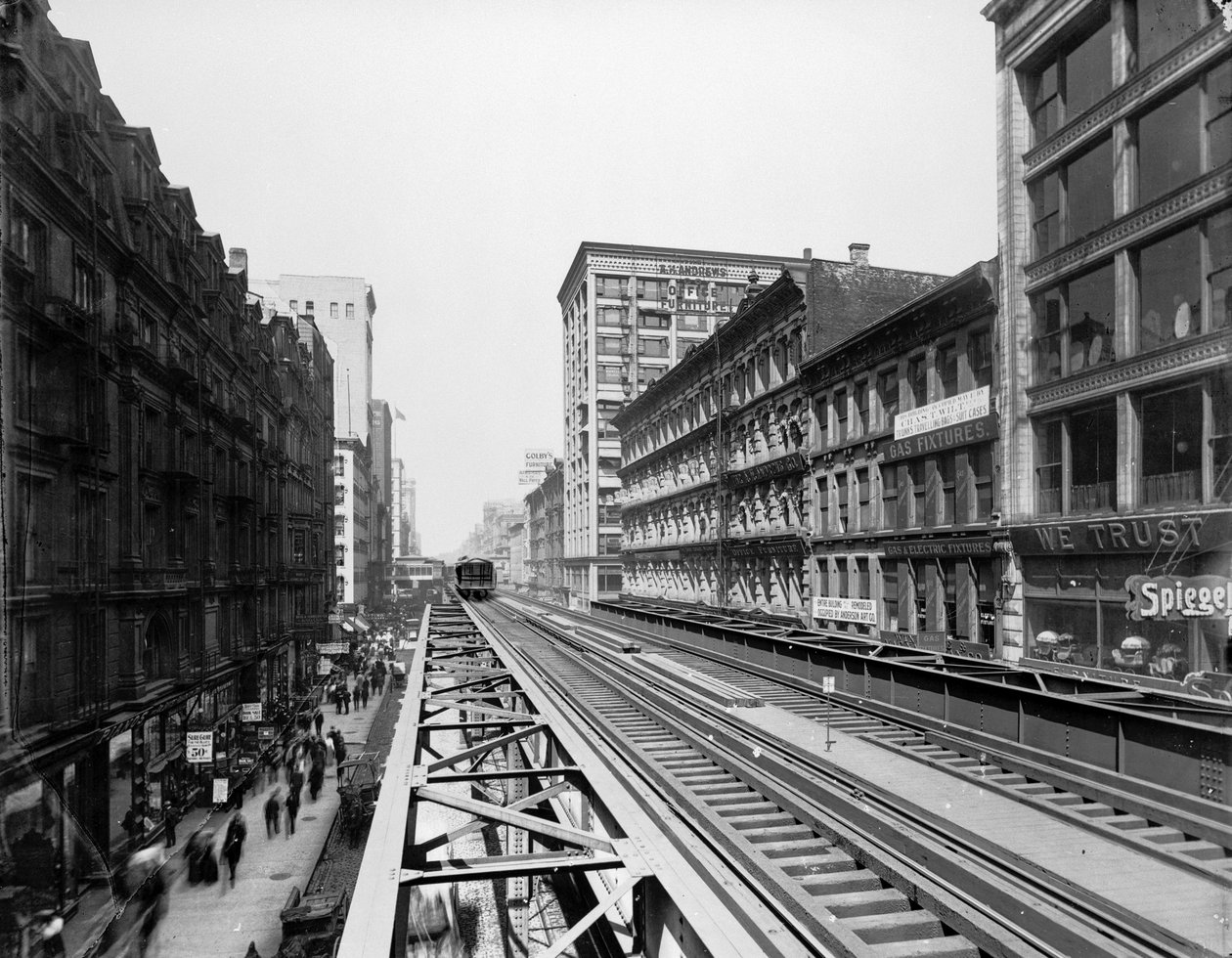 Hochbahngleise in der Nähe der Adams Street Station, Chicago, Illinois, USA, ca. 1900 von Barnes and Crosby